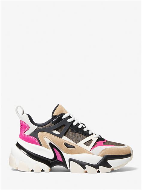 michael michael kors nick mixed-media trainer|Nick Mixed.